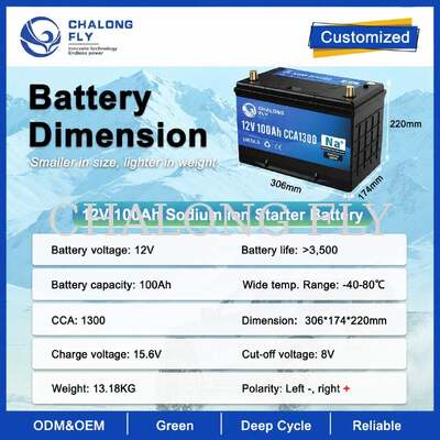 OEM 12V Sodium-Ion Starter Battery Series 60Ah 80Ah 100Ah for Automotive Replacement